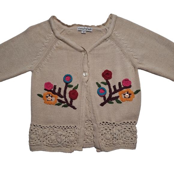 Chasing Fireflies embroidered floral crocheted hem cardigan - Picture 1 of 13